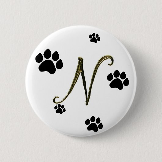 Paw Print Monogramボタン 缶バッジ (正面)
