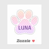 Paw Print Pastel Rainbow Polka Dots With Name シール (シート)