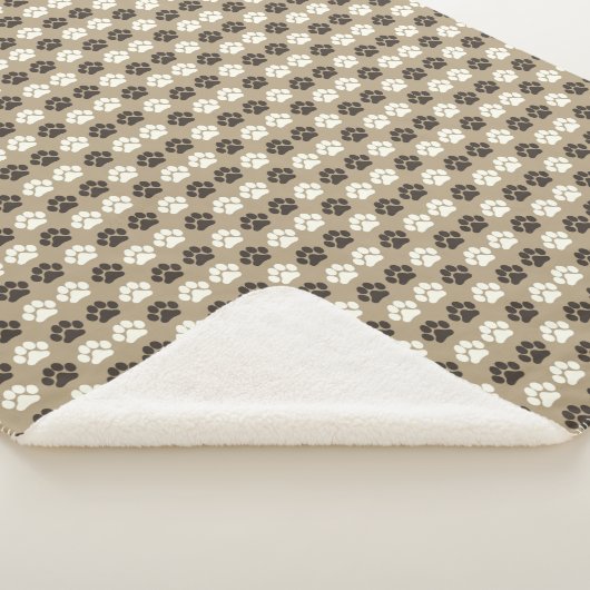 Paw Print Pattern Earthy Sand シェルパブランケット (3/4)