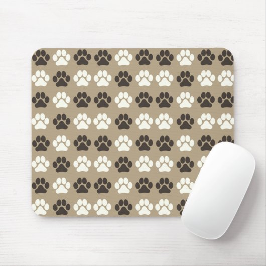 Paw Print Pattern Earthy Sand マウスパッド (マウス)