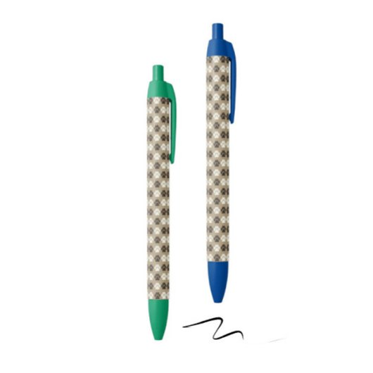 Paw Print Pattern Earthy Sand 黒ボールペン