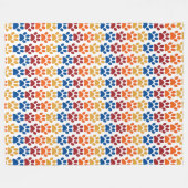 Paw Print Pattern in Red, Blue, Yellow, Orange フリースブランケット (正面(横))