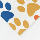 Paw Print Pattern in Red, Blue, Yellow, Orange フリースブランケット (角)