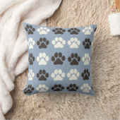 Paw Print Pattern Silver Blue クッション (ブランケット)