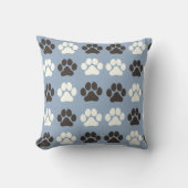 Paw Print Pattern Silver Blue クッション (正面)