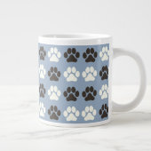 Paw Print Pattern Silver Blue  ジャンボコーヒーマグカップ (右)