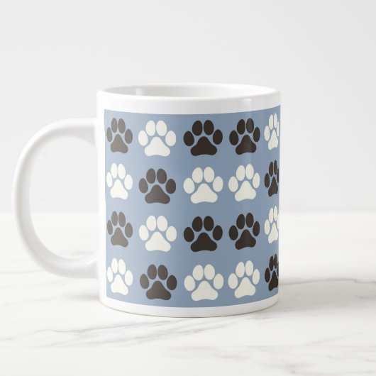 Paw Print Pattern Silver Blue  ジャンボコーヒーマグカップ (左)