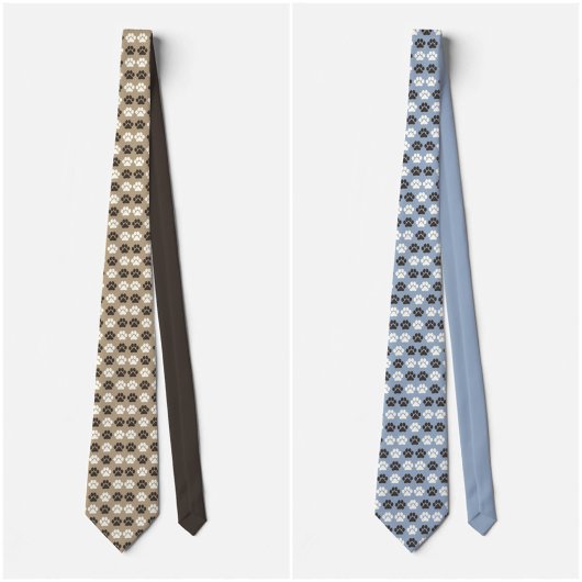 Paw Print Pattern Silver Blue ネクタイ