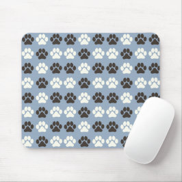 Paw Print Pattern Silver Blue マウスパッド