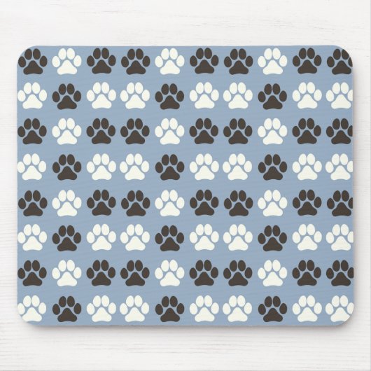 Paw Print Pattern Silver Blue マウスパッド (正面)