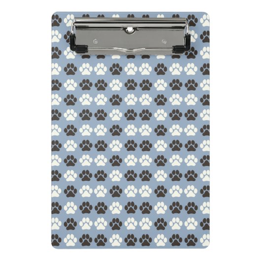 Paw Print Pattern Silver Blue ミニクリップボード (正面)