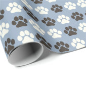 Paw Print Pattern Silver Blue ラッピングペーパー (ロールコーナー)