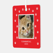 Paw Print Pet Photo Christmas メタルオーナメント (正面左)