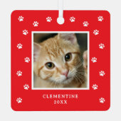 Paw Print Pet Photo Christmas メタルオーナメント (裏面)