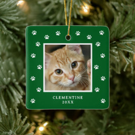 Paw Print Pet Photo Christmas Ornament セラミックオーナメント