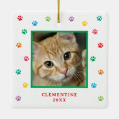 Paw Print Pet Photo Christmas Ornament セラミックオーナメント (裏面)