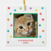 Paw Print Pet Photo Christmas Ornament セラミックオーナメント (正面)