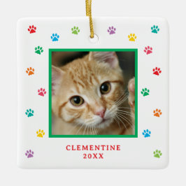 Paw Print Pet Photo Christmas Ornament セラミックオーナメント