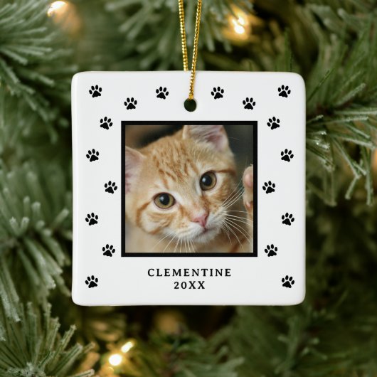 Paw Print Pet Photo Christmas Ornament セラミックオーナメント (ツリー)
