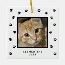 Paw Print Pet Photo Christmas Ornament セラミックオーナメント