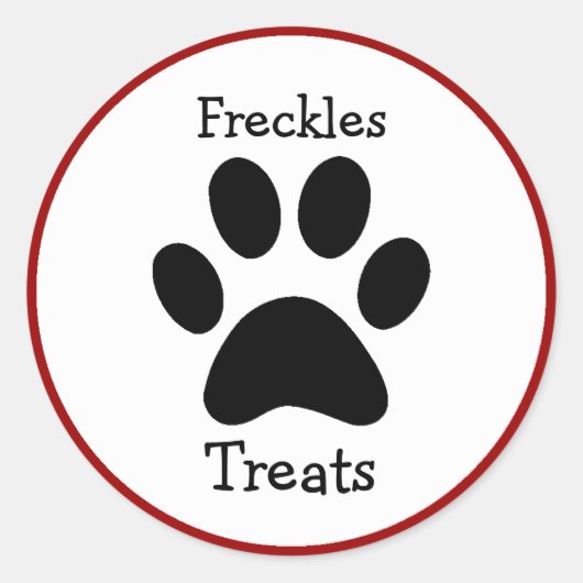 Paw Print Pet Treatsラベル ラウンドシール (正面)