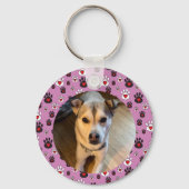 Paw print pink red heart photo キーホルダー (裏面)