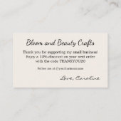 Paw Print Small Business Thank You Business Card 名刺 (裏面)