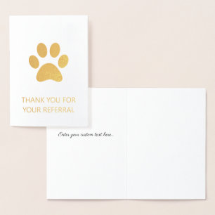 Paw Print Thank You For Your Referral Foil Card 箔カード