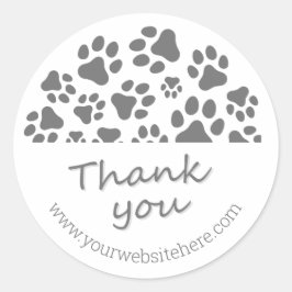 Paw Print Thank You Small Dog Business Stickers ラウンドシール