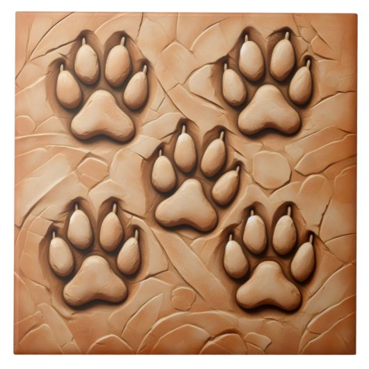 Paw Print Tile Design Enhancing Outdoor Pathways タイル (正面)