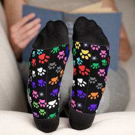 Paw Printsカラフル Crew Socks ソックス