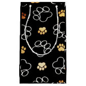 Paw Printsデザイン スモールペーパーバッグ (正面)