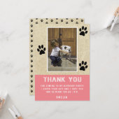 Paw Prints素朴 Pink誕生日写真ありがとう カード (正面/裏面インサイチュ)