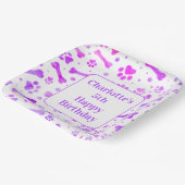 Paw Prints パーソナライズされた Pink Purple Birthday Party ペーパープレート (傾斜あり)