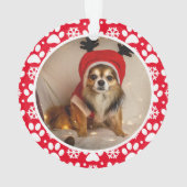 Paw Prints and Snowflaks Frame カスタムPet Photo オーナメント (裏面)