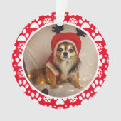 Paw Prints and Snowflaks Frame カスタムPet Photo オーナメント (正面)