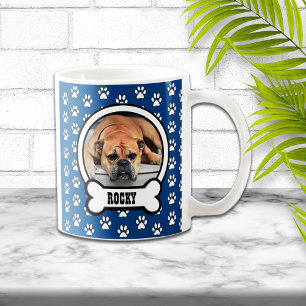 Paw Prints Blue Pet Photo Mug コーヒーマグカップ
