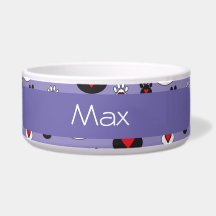 Paw Prints blue red heart name