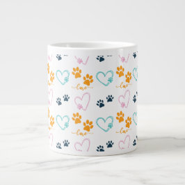 Paw Prints Cute Dog Lover  ジャンボコーヒーマグカップ