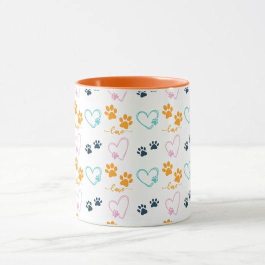 Paw Prints Cute Dog Lover  マグカップ (中央)