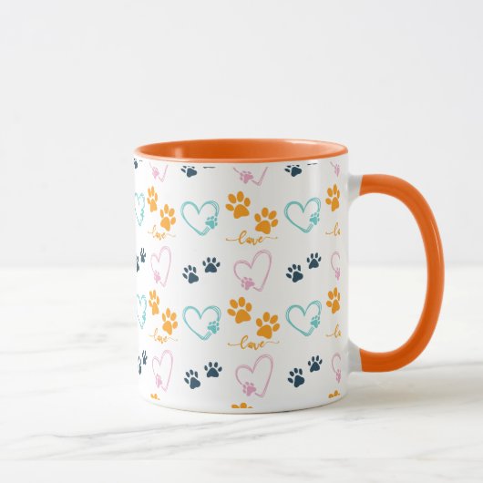 Paw Prints Cute Dog Lover  マグカップ (右)