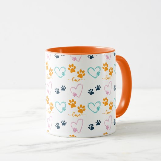 Paw Prints Cute Dog Lover マグカップ (正面右)