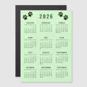 Paw Prints Design 2026 Calendar Magnetic Card (正面/裏面)