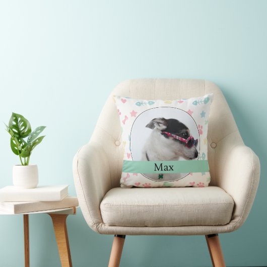 Paw Prints & Hearts Custom Dog Photo  クッション (椅子)