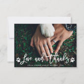 Paw Prints Love & 感謝してい |フォトカード、ありがとうございます サンキューカード (正面)