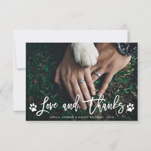 Paw Prints Love & 感謝してい |フォトカード、ありがとうございます サンキューカード (正面)