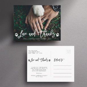 Paw Prints Love & 感謝してい  写真ありがとう ポストカード