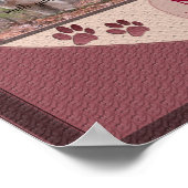 Paw Prints on Myハート – ピンク犬メモリアル ポスター (角)