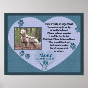 Paw Prints on Myハート- Blue Dog Memorial ポスター