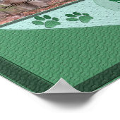 Paw Prints on Myハート- Green Dogメモリアル ポスター (角)